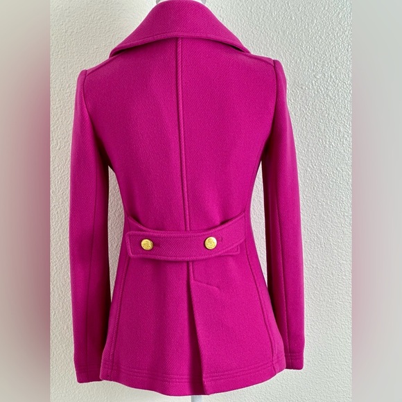 J. Crew Majesty Stadium Cloth Peacoat in Fuchsia Pink Wool Blend Size 2 - Picture 8 of 10